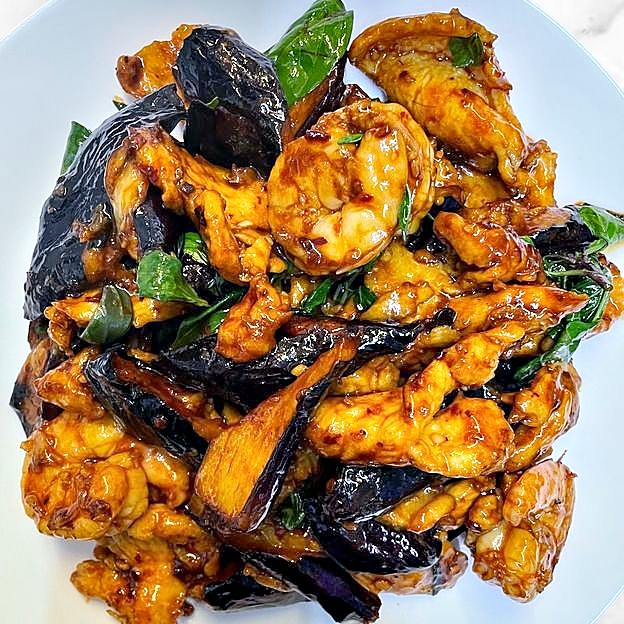 Best 茄子雞蝦 / Basil Eggplants With Chicken & Prawns in South San Francisco, CA
