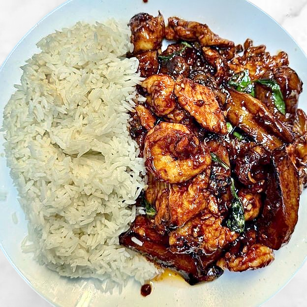 Best A4 香茄鸡虾 Basil Eggplant w/Chicken And Prawns in South San Francisco, CA