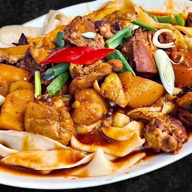 Best Uyghur "Big Plate" Braised Chicken with Noodles （Large）维吾尔大盘鸡拌面（大份） in Flushing, NY