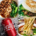 Best Combo E Signature Lanzhou Beef Noodle Soup+ Braised Beef Noodle Soup + Chinese Burgerers (lamb) + 1 coke招牌兰州牛肉面+红烧牛肉面+肉夹馍+可乐 in Forest Hills, NY
