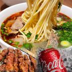 Best Combo B Signature Lanzhou Beef Noodle Soup / Braised Beef Noodle Soup + 4 Skewers of grilled meat + 1 Coke招牌牛肉面套餐 / 红烧牛肉面(招牌牛肉面+四串烤肉+可乐) in Forest Hills, NY