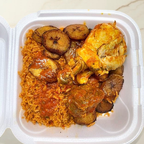 Best Jollof Rice and Plantain with 2 assorted meat (chicken and beef) in Roseville, MI