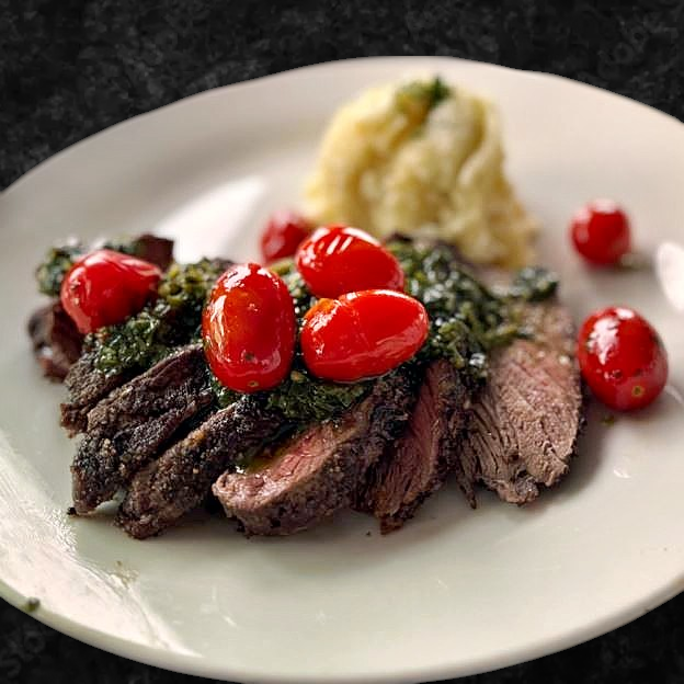 Best Steak with chimichurri sauce and roasted tomatoes in Johnson City, TN