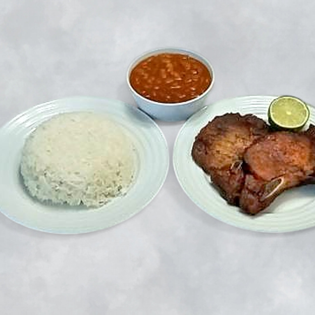 Best Pork Chops w Rice and Beans/Chuletas de Cerdo con Arroz y Habichuelas in Passaic, NJ